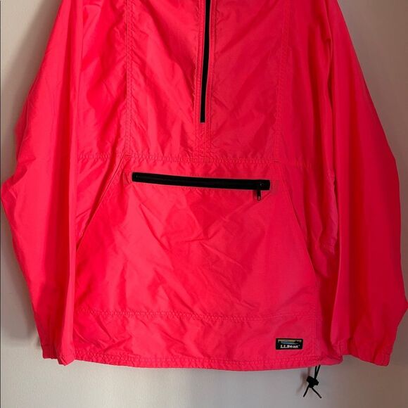 Vintage L.L. Bean Men’s Unisex Neon orange pullover windbreaker light jacket MED - Picture 3 of 11